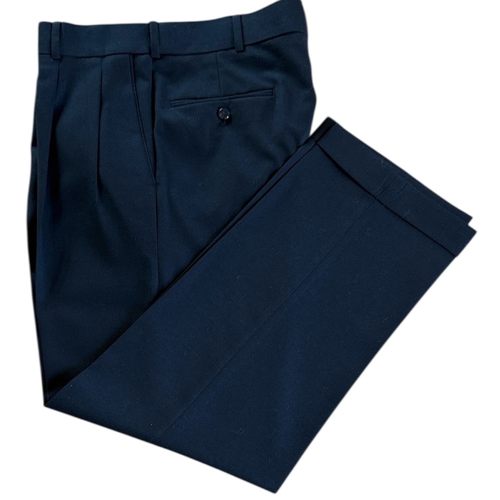 STAFFORD MENS SHARKSKIN STRETCH PLEATED CLASSIC FIT CUFFED DRESS PANT SZ 32 x 30